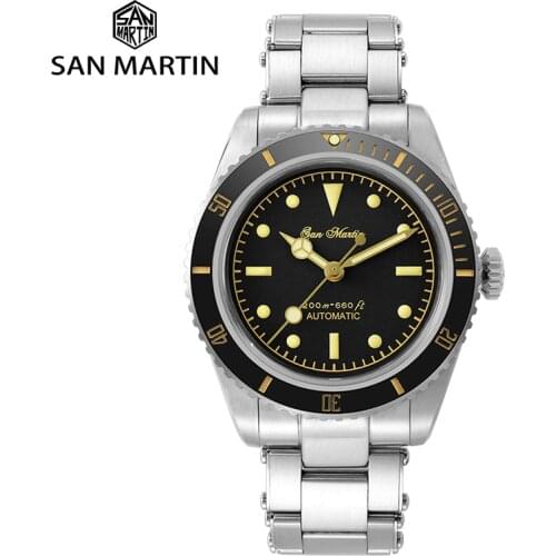 San Martin Diving Watch Automatic Mechanical Watch Self Winding Mens Watch Water Resistant NH35 Movement Luminous 316L Watches