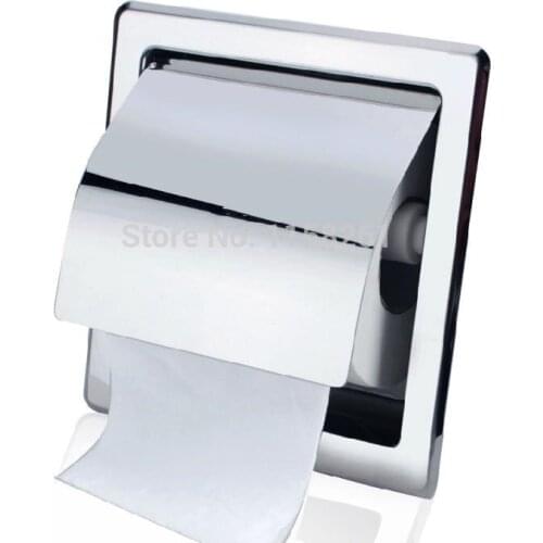 VidricPaper Holders Modern Polished Chrome Stainless Steel Bathroom Toilet Paper Holder Wall Mount WC Roll Paper Tissue Box BK68