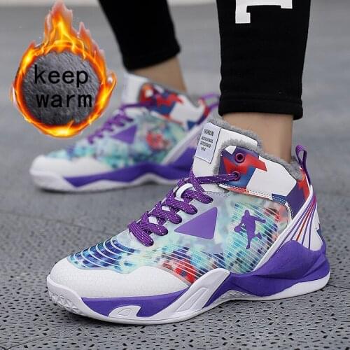 Boys Shoes Winner Children Basketball Sneakers Plus Cashmere Kids Jordan Cotton Sports Shoes Cushioning Thermal Training Shoes