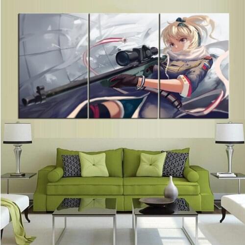 Home Decor 3 Piece HD Girls Frontline Game Posters Painting For Living Room Decoration Pictures Wholesale Home Decor