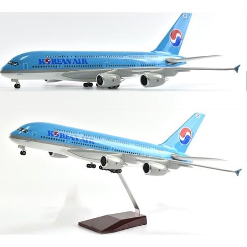 JASON TUTU 46cm Korean Air Airbus a380 Plane Model Airplane Model Aircraft Resin Diecast 1:160 Scale with Light & Wheel Planes
