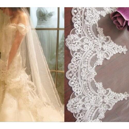 3M White Long Wedding Veil Cathedral Length Lace Edge Women Bridal Veil With Comb Wedding Accessories