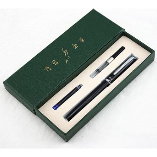 Financial Tip 0.38mm Extremely Fine Fountain Pen Pink Steel Classic Stainless Gift box Body School Office Writing Stationery