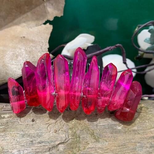 Real stone jewelry raw crystal hairpin hair comb hair accessories witchcraft accessories shooting women gifts