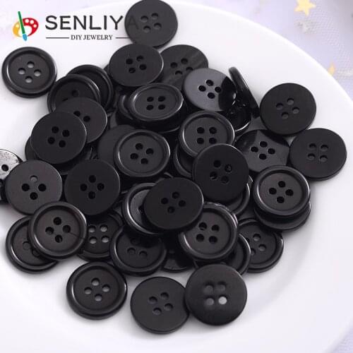 Hot 15mm High Grade 50-200Pcs/Pack White/Black Resin Shirt Buttons Scrapbooking Decorative For Diy Apparel Sewing Accessories