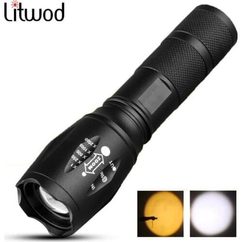 A100 2000LM Black XM-L2 U3 T6 Powerful Waterproof LED Flashlight Aluminum Alloy Portable Camping Lantern Tactical Flashlight