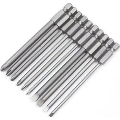 10Pcs 100mm S2 Steel Hex Slotted Phillips Head Drill PH2 Screwdriver Set Bits Hand Tools Screw Driver Screwdrivers Kit Magnetic