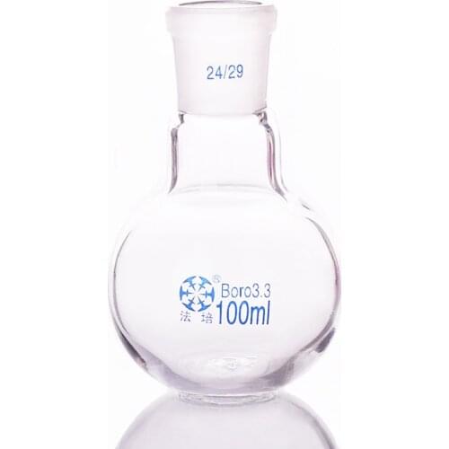 Single standard mouth flat-bottomed flask,Capacity 100ml and joint 24/29,Single neck flat flask,Boiling flask