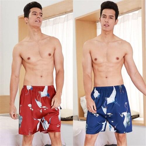 Mens pajamas wine red spring and summer single fairy crane shorts mens pajamas homewear sexy underwear men пижама