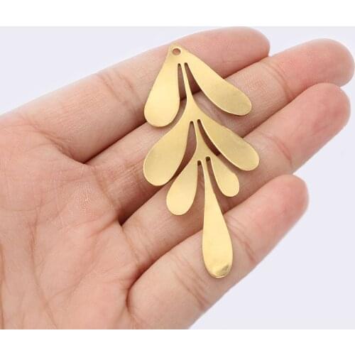 20pcs Raw Brass Flower Leaf Charm Pendant For DIY Jewelry Necklace Making Finding