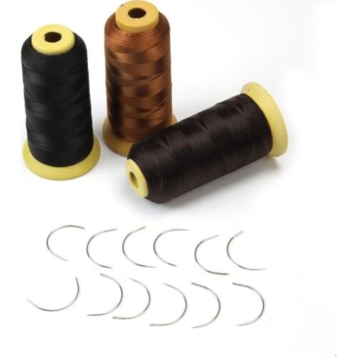 Hair Sewing Needles And Thread For Making Wigs 12pcs Sewing Needles With 1 Roll 1500 Meters Threads For Weaving Total 13pcs/lot