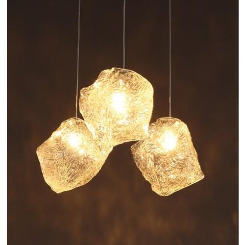 Modern minimalist decorative glass chandelier personality creative clothing store cafe restaurant ice cube chandelier G4