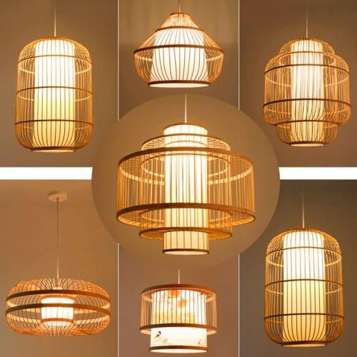 Modern Bamboo Led Pendant Light Lampshade Industrial Lamp for The Kitchen for Dining Room Loft Decor Fixtures of Ceiling Hanging