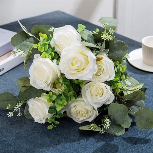 Eucalyptus Leaves Stems,Artificial Eucalyptus,Faux Silk Silver Dollar Leaves for Floral Arrangements&Home Decor