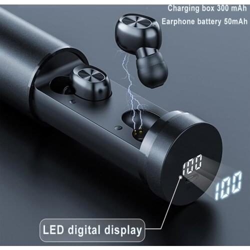 B9 TWS Bluetooth Earphones Wireless Earbud 300mAh Charging Case Digital Display Touch Control BT5.0 Volume Call Conversation
