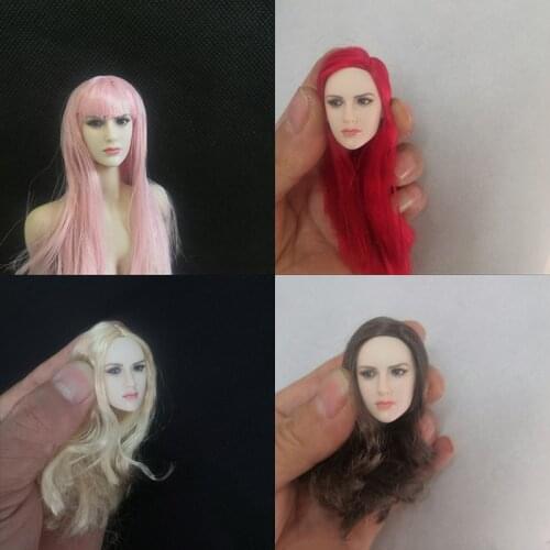 1/6 woman doll blue eyes hair transplant female head carving European and American female head carving 12 inch