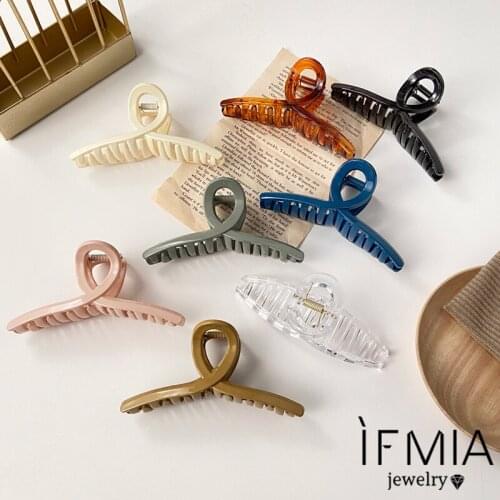 IFMIA Women Girls Geometric Hair Claw Clamps Metal Hair Claw Clip Solid Color Hairpin Large Size Hair Accessories New Arrival