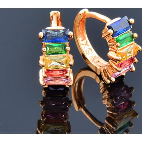 SINLEERY Colorful Round Water Drop Triangle Earrings For Women Gold Silver Color Pink Blue Zirconia wedding accessories ES114 SD