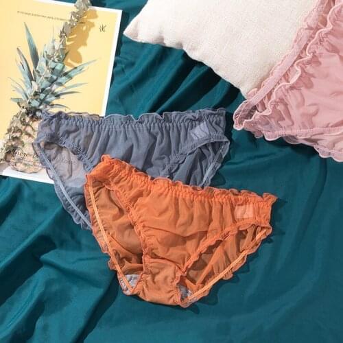 Womens Underpants Briefs Sexy Tulle Netting Transparent Briefs Breathable Elastic Soft Underwear Panties Breathable Net