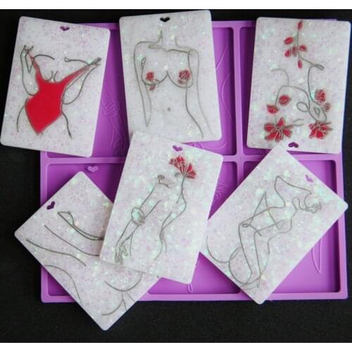 Women Body Line Art Keychain Epoxy Resin Mold Necklace Pendant Silicone Mould DIY Crafts Decorations Jewelry Earrings Tools