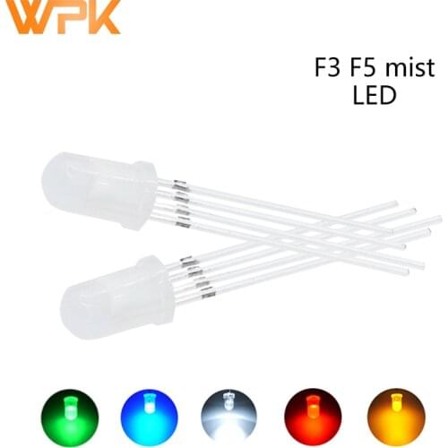 100pcs F3 3mm DIP LED F5 5mm Frosted Lens Red Yellow Green White Blue Fog Lamp Beads Flash Light Emitting Diode PCB DIY Kit