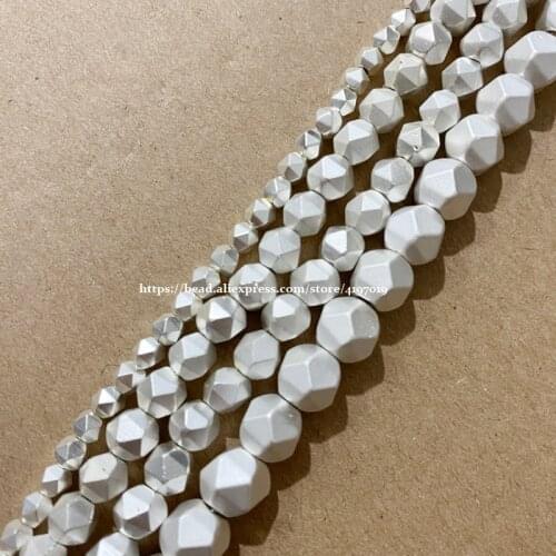 15" Natural Stone Matte Big Cuts Faceted Hematite Silvers Plated Round Loose Beads 6 8 10 MM Pick Size