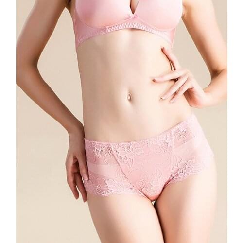 2019 Summer Silk Knitted Underwear Lace Sexy Female Light Luxury Comfort Low Flat Pants 100% Silk