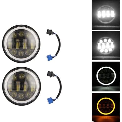 5.75 inch motorcycle round led headlight assembly with Amber DRL IP67 Waterproof for Dyna Softail Sportster 883 XL883 FXCW