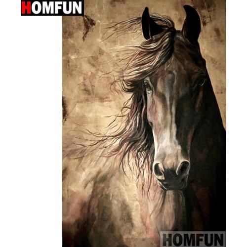 HOMFUN Full Square/Round Drill 5D DIY Diamond Painting "Animal horse" Embroidery Cross Stitch 5D Home Decor Gift A14553