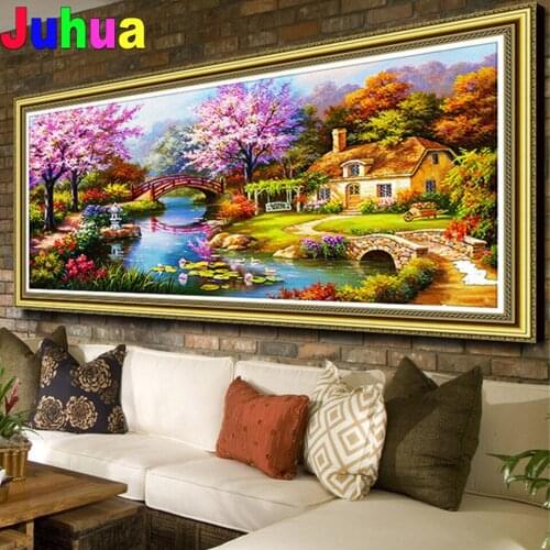 5D Diy Diamond Painting"Dream House Landscape"Diamond Embroidery Rhinestone Gift Natural Scenery European Home Decor