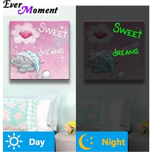 Ever Moment Diamond Painting Luminous Paint By Diamond Sweet Dreams Bear Handmade Gift Decoration Hobbies And Handicraft N005