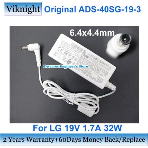 White ADS-40FSG-19 19032 Power Supply AC Adapter 19V 1.7A For LG MONITOR E2351 24EN43VSA IPS277 23EA53 24MT46D IPS237LY IPS224V