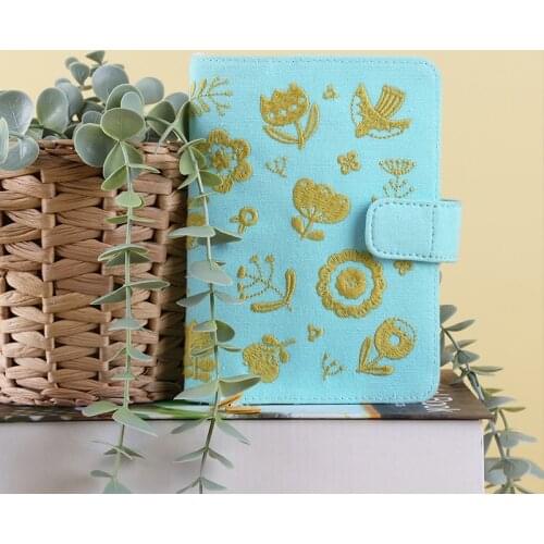 Kinbor Flower Hand Notebook A6 Hipster Notebook Blue Cloth Notebook Efficiency Book Self-Filling Schedule Notebook