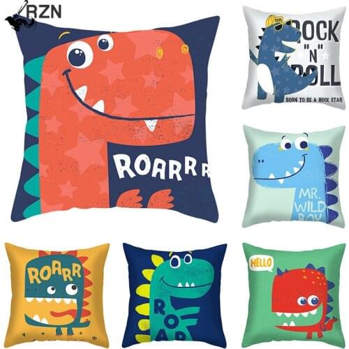 Cartoon Dinosaur Series Decorative Pillowcase Cushions for Sofa Polyester Pillowcover Decorative Decoration of Childrens Room