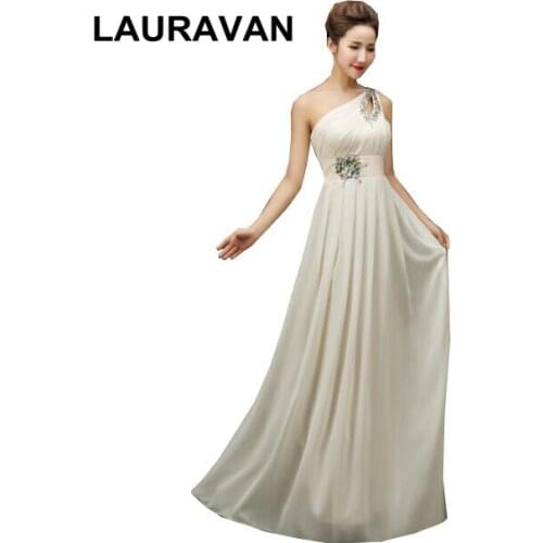 Long plus size one shoulder blue dress for bridesmaid champagne maid of bride chiffon floor bridemaids dresses for wedding
