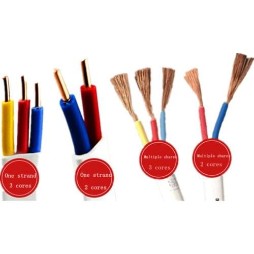 Electric Wire kable BVVB RVV 2 Core 3 Core 14/16/18 AWG Pure Copper Sheath Line Household Solid / Flexible Wire