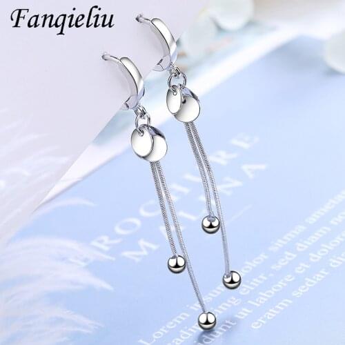 Fanqieliu Long Dangler Jewelry Wedding Girls Gift Real 925 Sterling Silver Drop Earrings For Women FQL21016