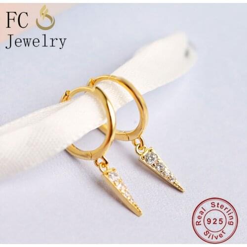 FC Jewelry 925 Silver Gold Italy Pizza Zirconia Huggie Hoop Earring For Women Ear Piercing Boucle Doreille Accessories 2020 New