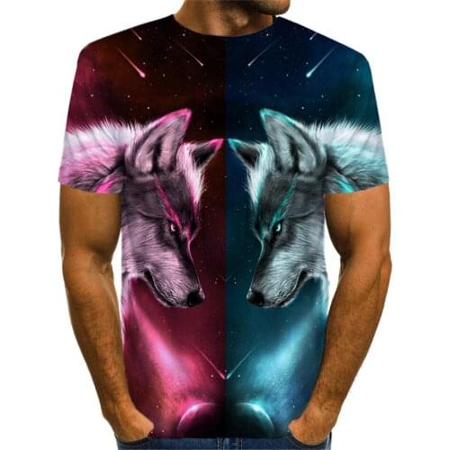 Women Men Summer Newest Wolf 3D Printing Animal Cool Funny T-Shirt Girl Boy Birthday Lovely Tops Tshirt Male Fashion Casual Tees