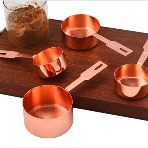 Hot 9 Pcs of Rose Gold Stainless Steel Measuring Cups and Spoons for the Kitchen Seasoning Measuring Spoon Baking Set