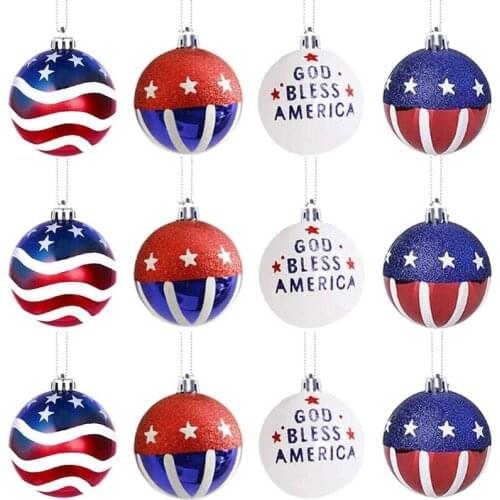 Hot XD-Christmas Balls Ornaments for Xmas Tree,Christmas Tree Ornaments 4Th of July Patriotic Hanging Balls Independence Day