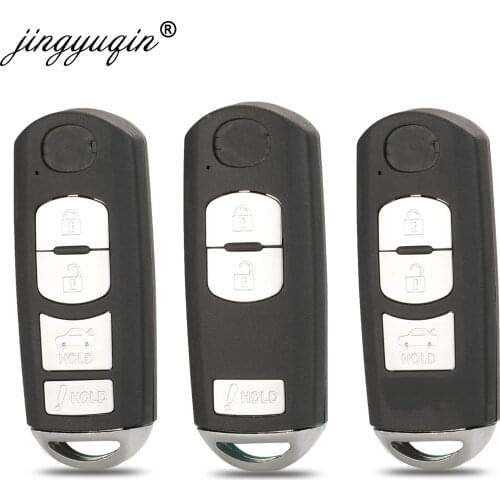 Jingyuqin 10pcs for Mazda 3 6 CX-3 CX-5 Replacement 3/ 2+1/ 4 Button Smart Remote Car Key Shell Case Fob Red Hold MAZ24R Blade