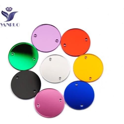 YANRUO 30pcs Round Acryl Mirror Rhinestones For Sewing Needlework Flatback Stones And Crystals Wedding Dress Carft Decoration