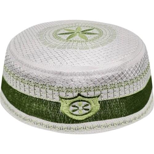 Men bonnet Muslim Hats Green Arabic Jewish Kippah Arab Musulman Kippot Prayer Hijab Caps Caps Islamic Clothing Men