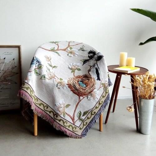 Vintage Flowers and Birds Soft Sofa Blanket Cover Comfort Chair Lounge Rugs Tapestry Bedspread Bedroom Decor