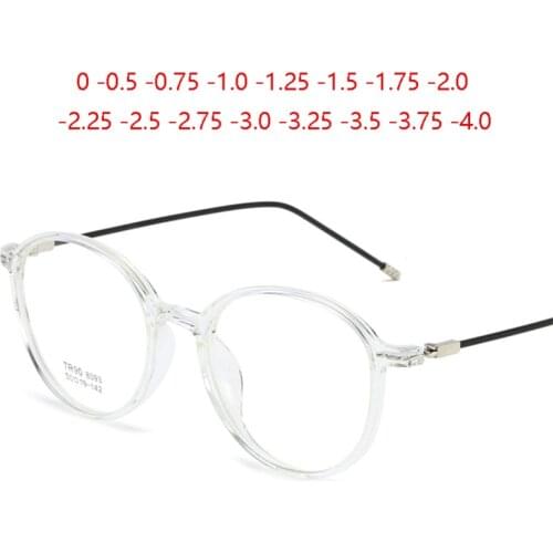 Thin Leg Clear Mirror Prescription Eyeglasses Women Ultra-light TR90 Student Oval Myopia Lens Optical Glasses 0 -0.5 -0.75 To -4