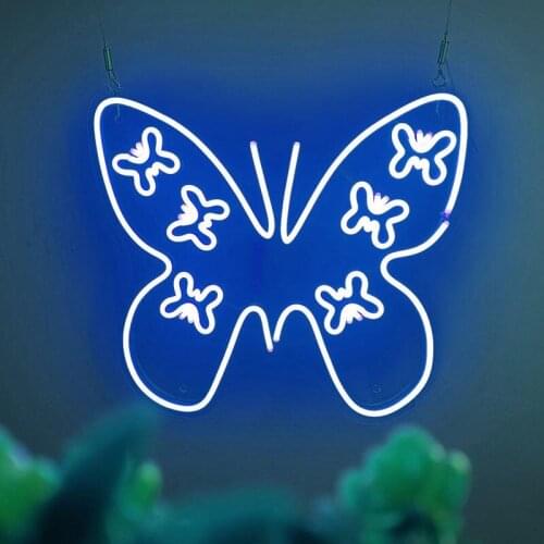 OHANEONK Custom Led Neon Sign Light of Butterfly Wall Decor for Girls Bedroom Wedding Birthday Indoor Room Wall Decor Gift