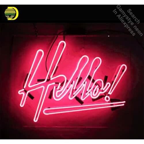 Neon Sign for Hello Neon Bulb sign Home Display Handmade Glass tube Decorate Room Wall neon light Sign custom neon accessories