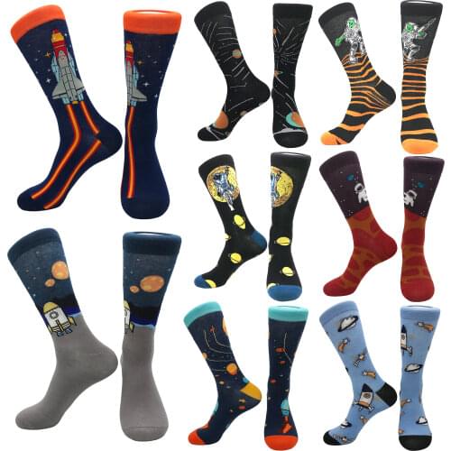 2021 new space wind socks men and women cotton socks personality planet cartoon couple socks neutral