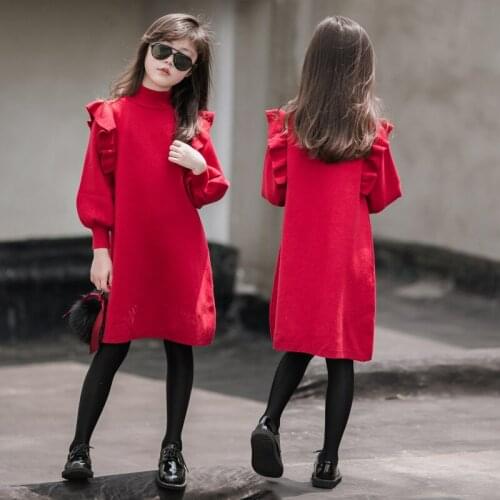 New Mother and Daughter Matching Clothes Autumn Winter Solid Puff Sleeve Mommy and Me Knitted Dress Family Look Mom and Girls